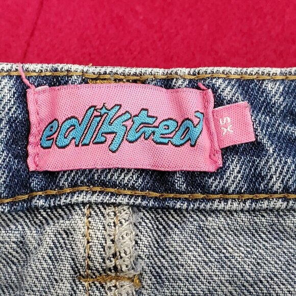 VTG Edikted Womens XS Baggy Cargo Wide Leg Jeans 26x29 90's Y2K Blue Denim - Picture 5 of 9